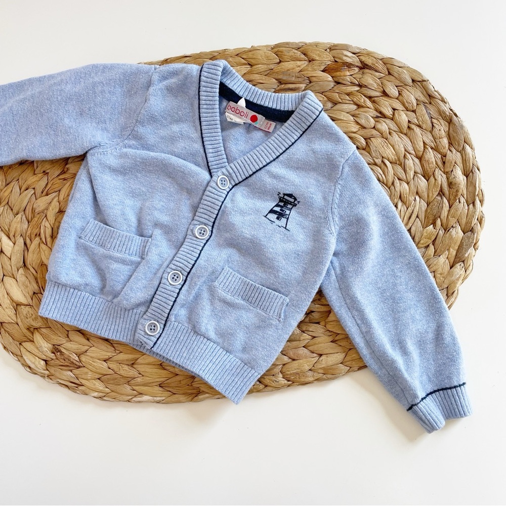 Boboli Blue Knit Lighthouse Cardigan | 6-12m